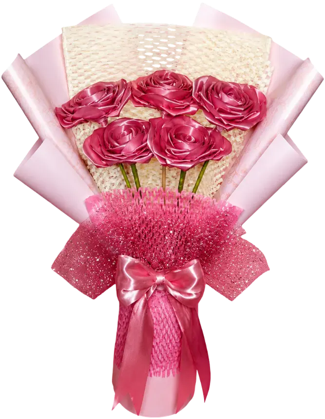 Handcrafted faux pink rose bouquet premium floral decor by Unique Co