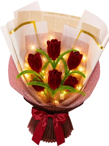 Handcrafted red tulip bouquet by Unique Co