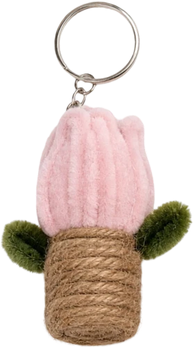 Handmade pink flower pot miniature floral keychain accessory by Unique Co